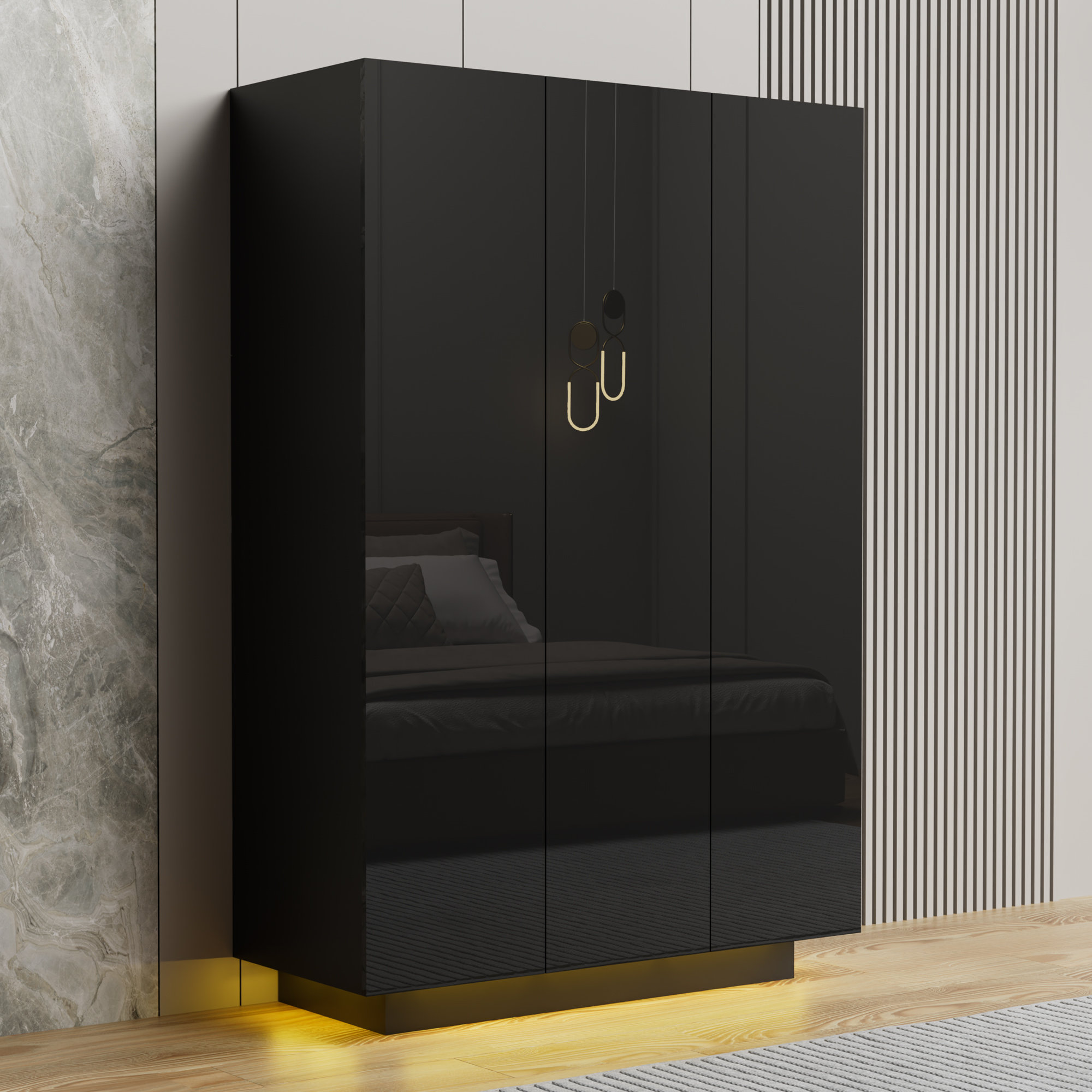 Ivy Bronx 47.2'W High Gloss Armoire With Led Light & Reviews | Wayfair